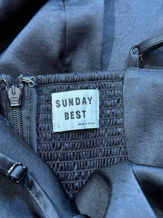 Aritzia Sunday Best Spencer Satin Dress Black Size S Cowl Neck Cocktail LBD 90s - Picture 7 of 16